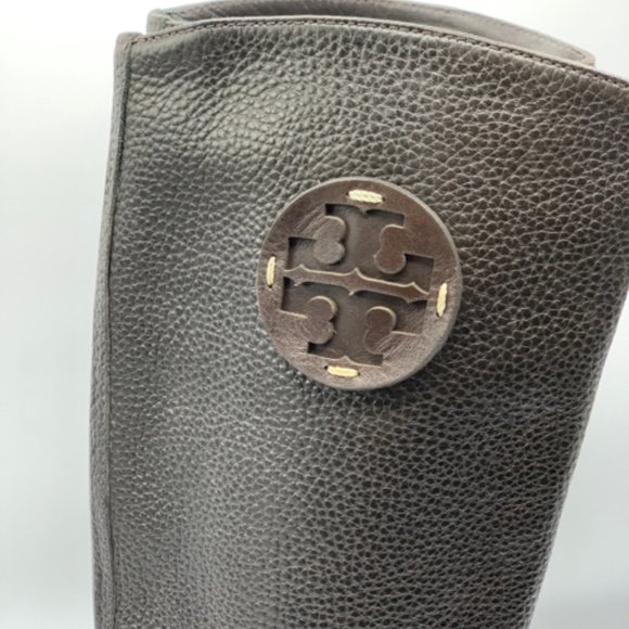 Pre Owned Tory Burch Sz 7.5 Chocolate Brown Keaton Leather Boots - Picture 7 of 7